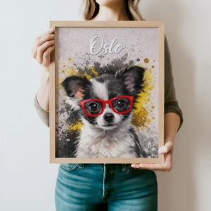 Portrait personnalisé de votre chien - Effet splash