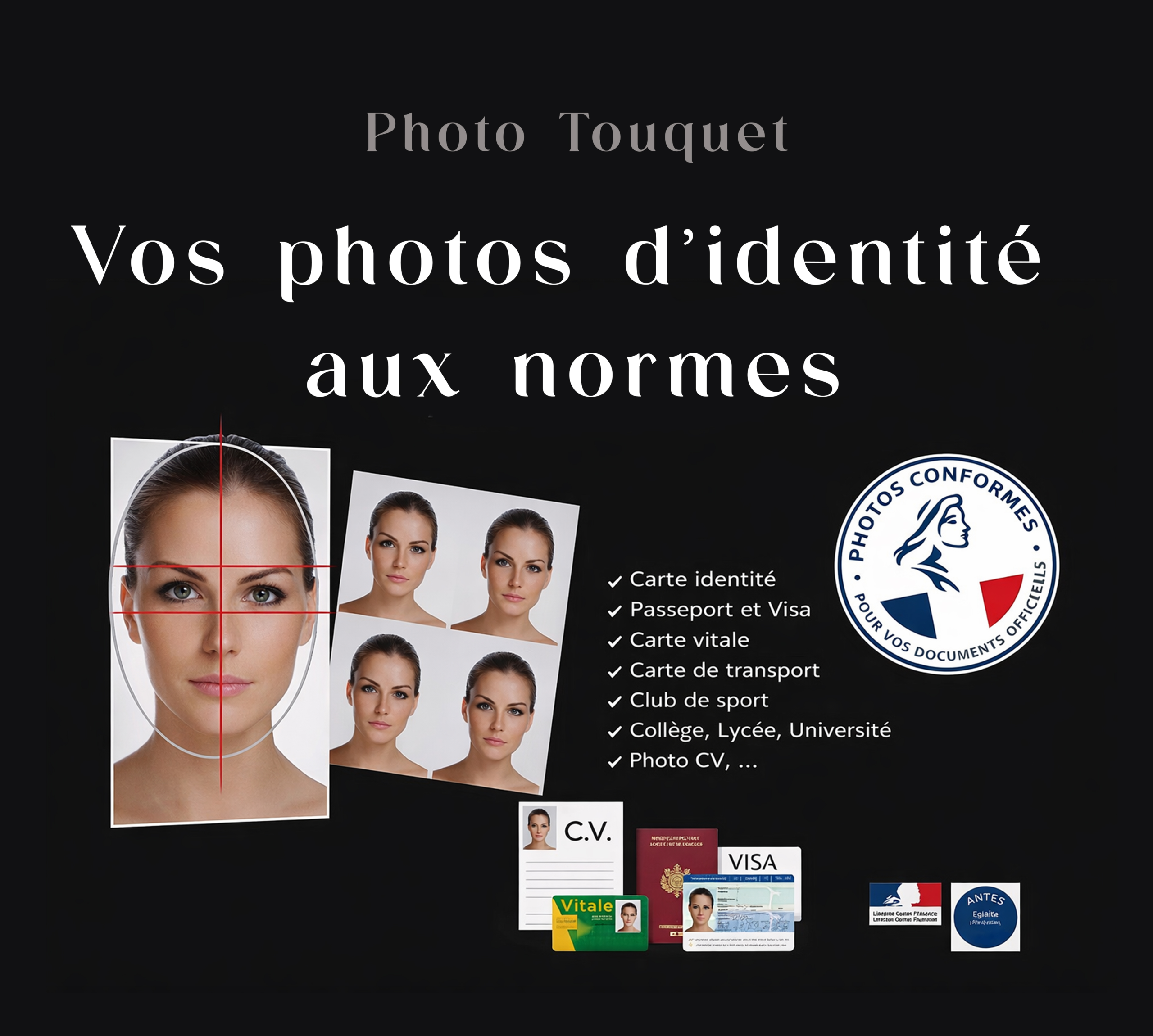 Photos d'identité au Touquet : ANTS, passeport, carte d'identité, permis et visas